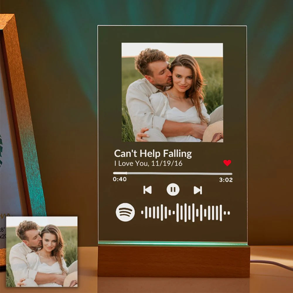 Customizable Spotify Photo Music Plaque Night Light